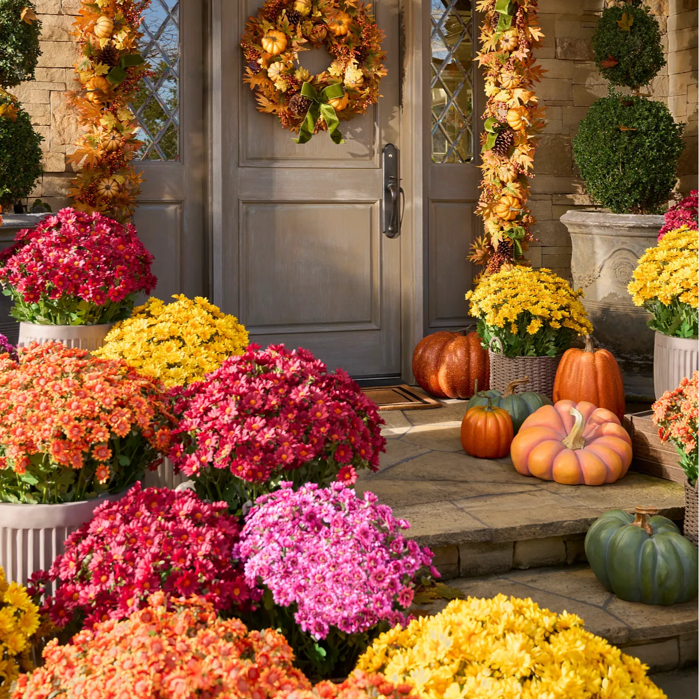 Artificial Outdoor Sunset Mums Flowers